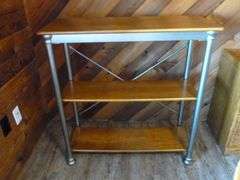 Nice Solid Wood / Metal Framed Display Shelf