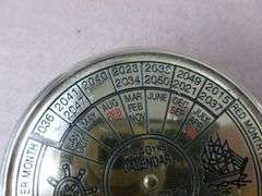 40 Year Brass Wheel Calendar 2014-2053