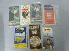 Group Of (7) Vintage Road Maps - Includes Oil Company