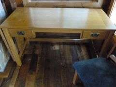 Nice Basset Oak Office Desk / With Optional Side Extension / Oak Chair