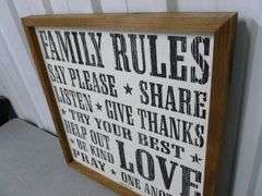 Family Rules Wooden Sign