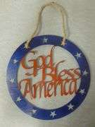 God Bless America Metal Art Sign - 10" Diameter