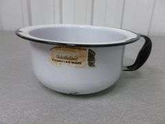 Vintage Black & White Enamelware Pot
