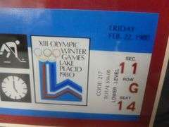 Collectible ' 1980 Miracle On Ice ' US vs Russia Olympic Hockey With Original Ticket Stub