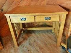 Nice Basset Oak Office Desk / With Optional Side Extension / Oak Chair