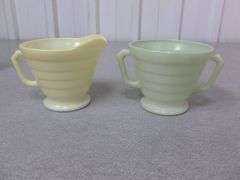 Vintage Frosted Glass Cream & Sugar