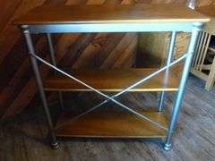 Nice Solid Wood / Metal Framed Display Shelf