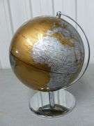 Nice 10" World Globe - Chrome Plated Steel Base