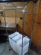 Portable 3-Bin Laundry Room Rack