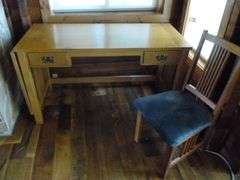 Nice Basset Oak Office Desk / With Optional Side Extension / Oak Chair