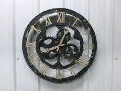 Gear Themed Battery Operated Metal Wall Clock - 17" Diameter