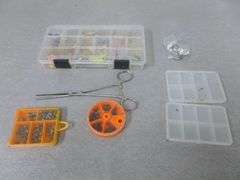 Group Of Fishing Baits / Tackle - Includes An Organizer Loaded Up With Jig Heads / Ice Fishing Baits