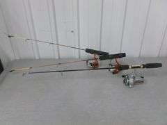 (3) Ice Fishing Open Face Jiggle Stick Combo's - Daiwa / Celsius-