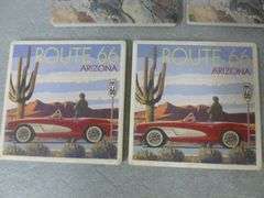 Group Of (7) Tile Coasters - Agate Themed / Route 66