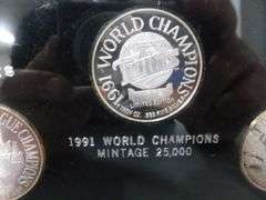 Collectible 1991 MLB - League / World Champion (3) Piece .999 1Oz Silver Coin Set