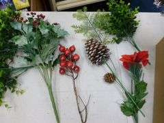 Group Of Nice Christmas Themed Artificial Plants / Decor Items - Related Items