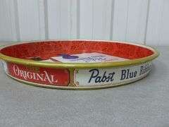 Vintage Pabst Blue Ribbon Metal Serving Tray - 13" Diameter