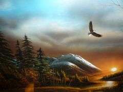Beautiful Large Terry Redlin " Flying Free " Signed & Numbered - Framed & Matted Print With COA