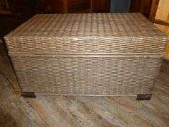 Large Wood Lined Wicker Trunk