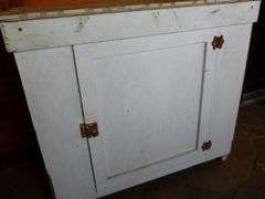 Vintage Ceramic Tiled Top Wooden Cabinet