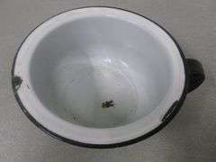 Vintage Black & White Enamelware Pot