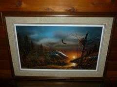 Beautiful Large Terry Redlin " Flying Free " Signed & Numbered - Framed & Matted Print With COA