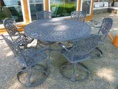 Nice (7) Piece Cast Metal Patio Set - See Description