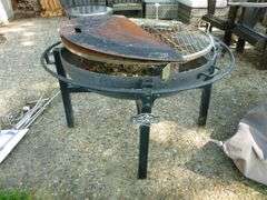 Large River Grille Wood / Charcoal Fire Pit / With Fire Pit Grill Assembly