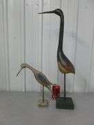 (2) Heron Themed Mantle Decorations - 14" & 26" H
