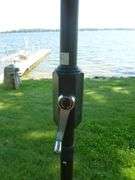 Nice Granite Patio Umbrella Base / With Safaview Blue Umbrella