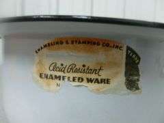 Vintage Black & White Enamelware Pot