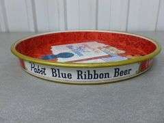 Vintage Pabst Blue Ribbon Metal Serving Tray - 13" Diameter