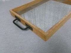 Double Handled Mirrored / Wooden Serving Tray