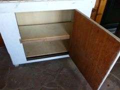 Vintage Ceramic Tiled Top Wooden Cabinet