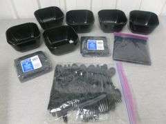 Group Of (5) Cereal Bowls / Plastic Flatware / Napkins