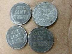 (4) Steel Wheat Lincoln Pennies - (2) 1943 D - (1) 1943 and (1) 1943 S