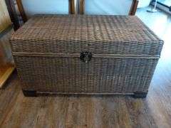 Large Wood Lined Wicker Trunk