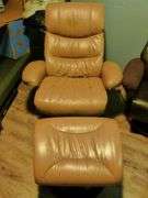 Lane - Tan Leather Swivel Reclining Chair With Ottoman