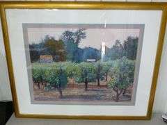 Large M. Silverwood " Country Scene " Framed & Matted Print