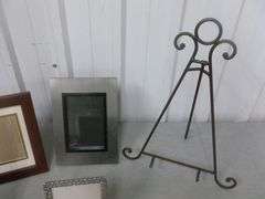 Group Of Picture Frames / Heavy Gauge Metal Picture Easel