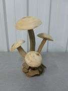 Carved Wood Mushroom Mantle Decoration - 10.5" H