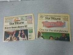 (2) Collectible 1991 Star Tribune - Minnesota Twins World Champion Newspapers - Oct. 27th & 28th