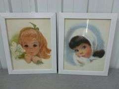 (2) Vintage Charmin / Northern Baby / Girl Framed Pictures