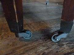 (2) Nice MCM Leather Top Wooden End Tables