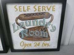 (2) DeWitt ' Laundry Room Themed ' Framed & Matted Signs