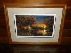 Beautiful Terry Redlin " Evening Solitude "Framed & Matted Print 21.5" x 28"