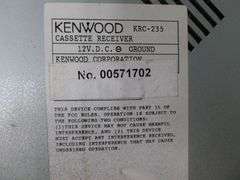 Kenwood Cassette Receiver Car Stereo Model KRC-235