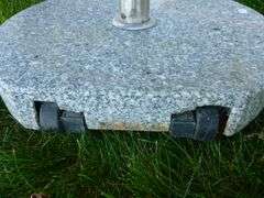 Nice Granite Patio Umbrella Base / With Safaview Blue Umbrella