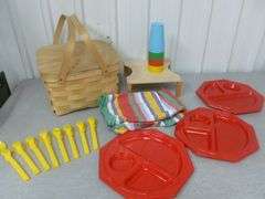 Picnic Basket With Plates / Cups / Related Items
