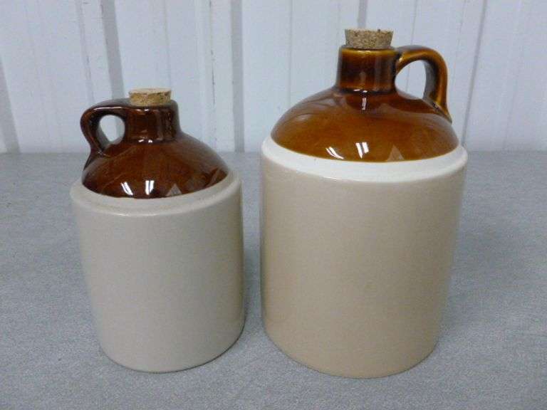 (2) Decorative Brown Top Jugs